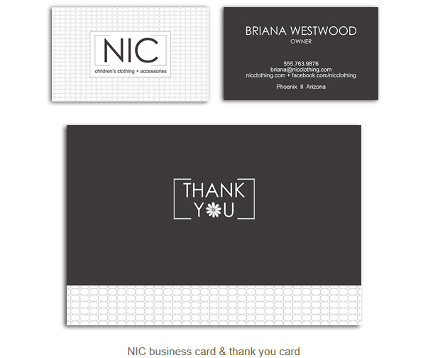 NIC Business Card and thank you card