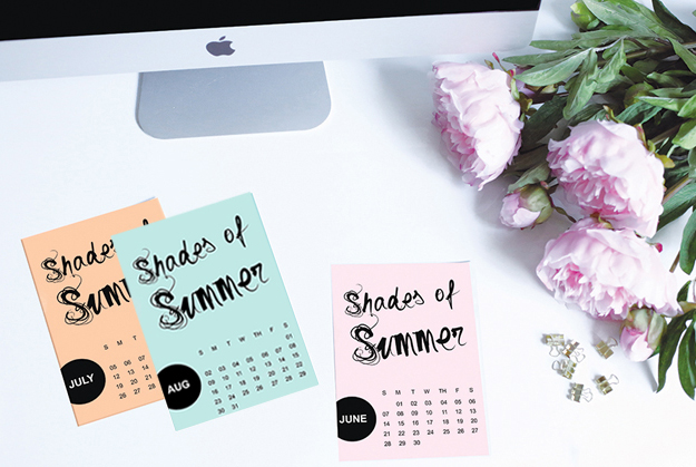 Shades of Summer Free Printable Calendar 2015