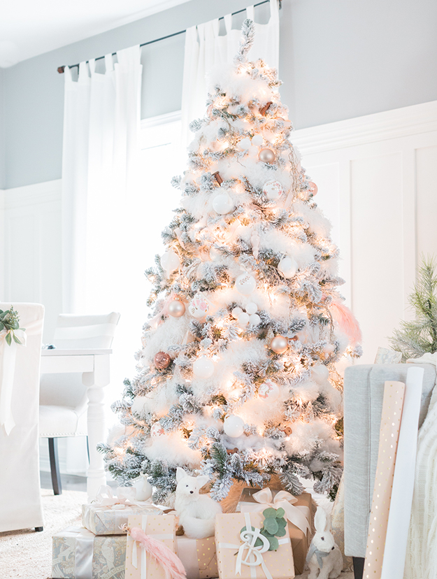 Blush and White Christmas Holiday Decor