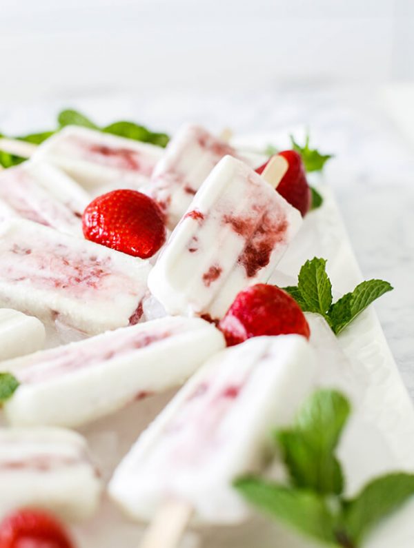 strawberry colada popsicles solero