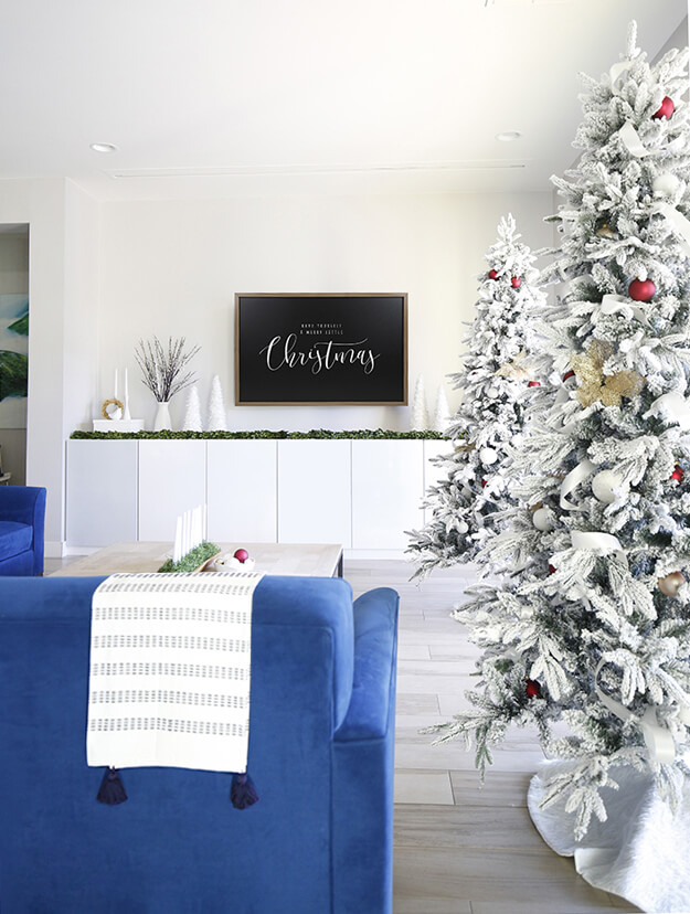 Modern Winter Wonderland Christmas Home Tour With A Touch of Burgundy