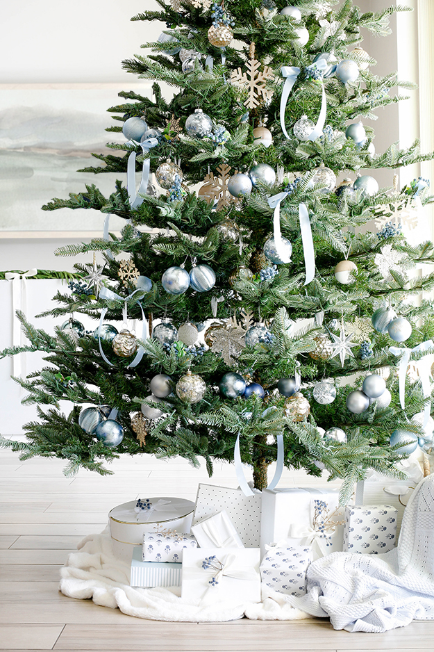 Modern icy blue christmas tree 9