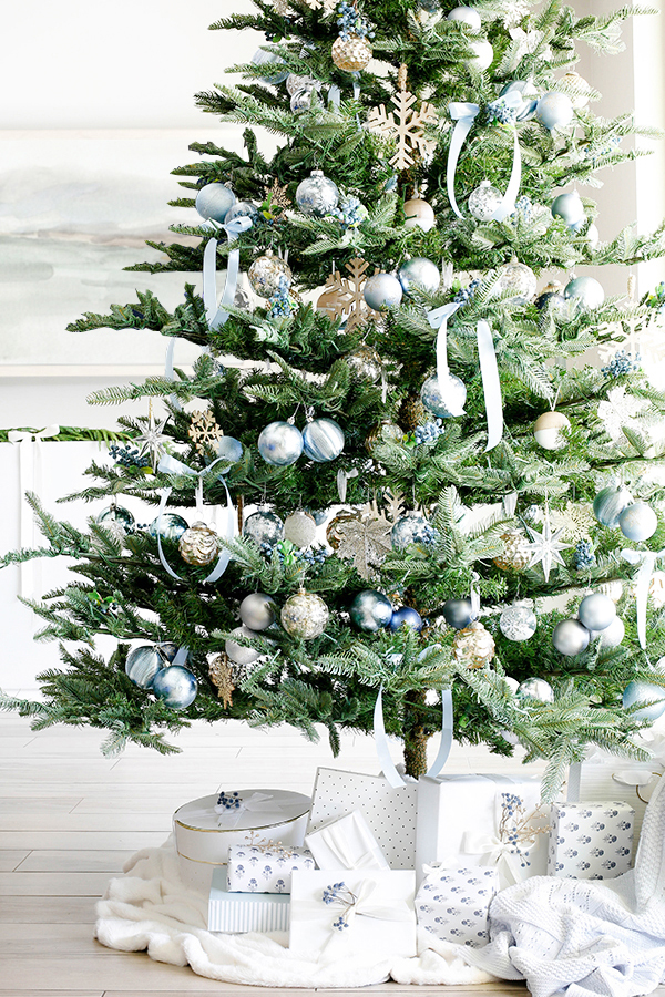 Modern Icy Blue Christmas Tree