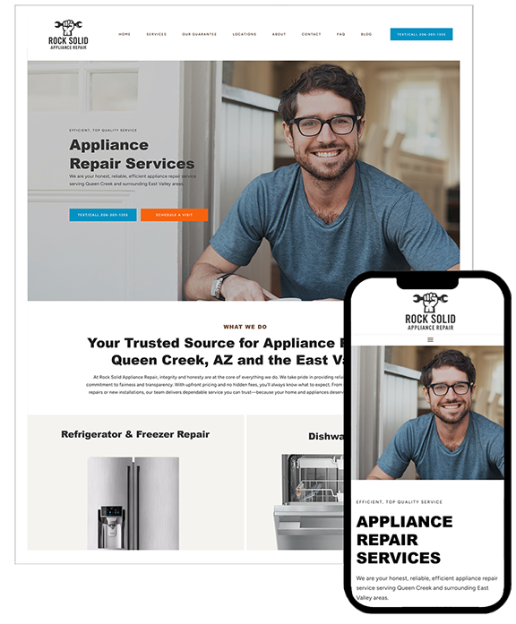 Rock Solid Appliance Repair_website design | Your Marketing BFF Rock Solid Appliance Repair_website design